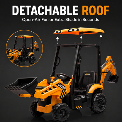 Hetoy 12V Kids Ride-On Excavator with Front Loader, Rear Digger & Parent Remote