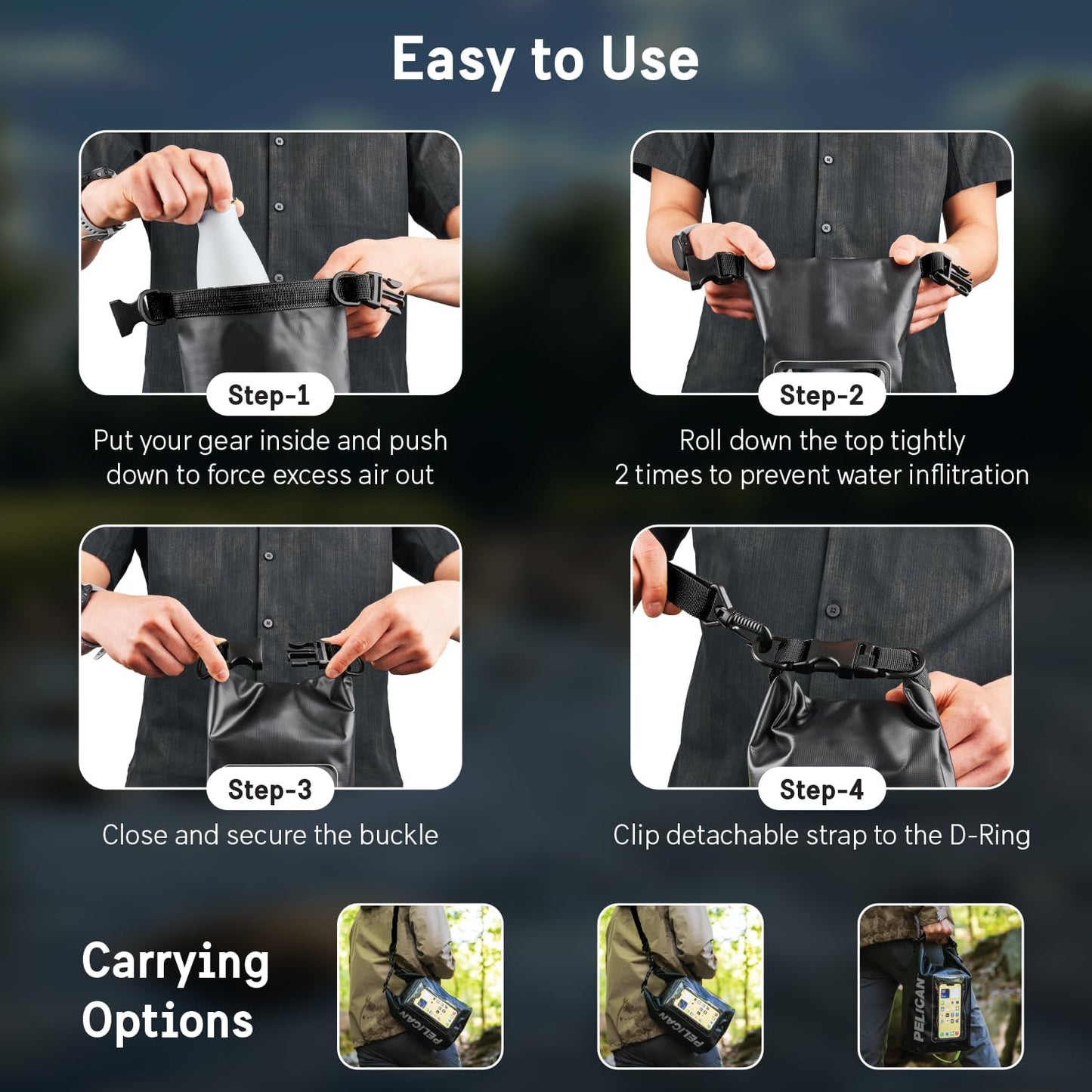 Pelican Marine IP68 Waterproof Dry Bag | Phone Pouch, Roll-Top Seal