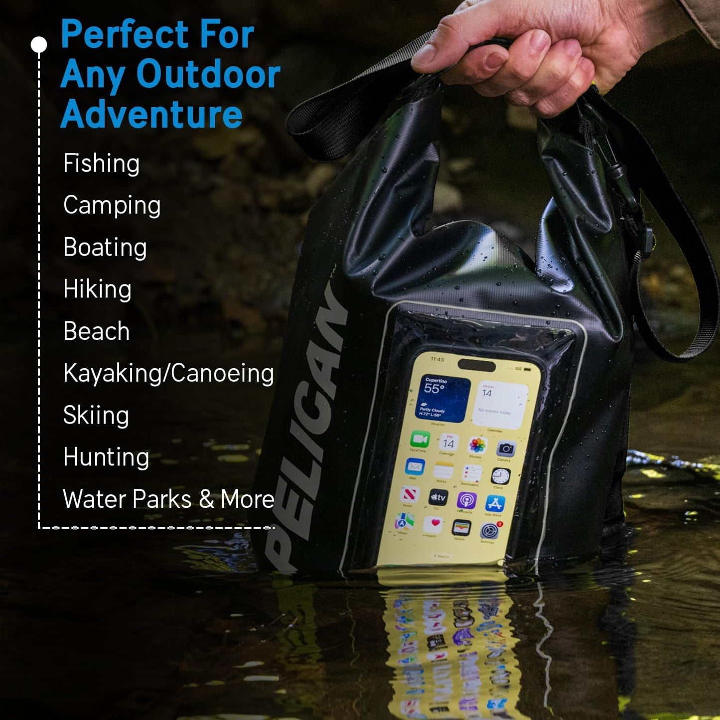 Pelican Marine IP68 Waterproof Dry Bag | Phone Pouch, Roll-Top Seal