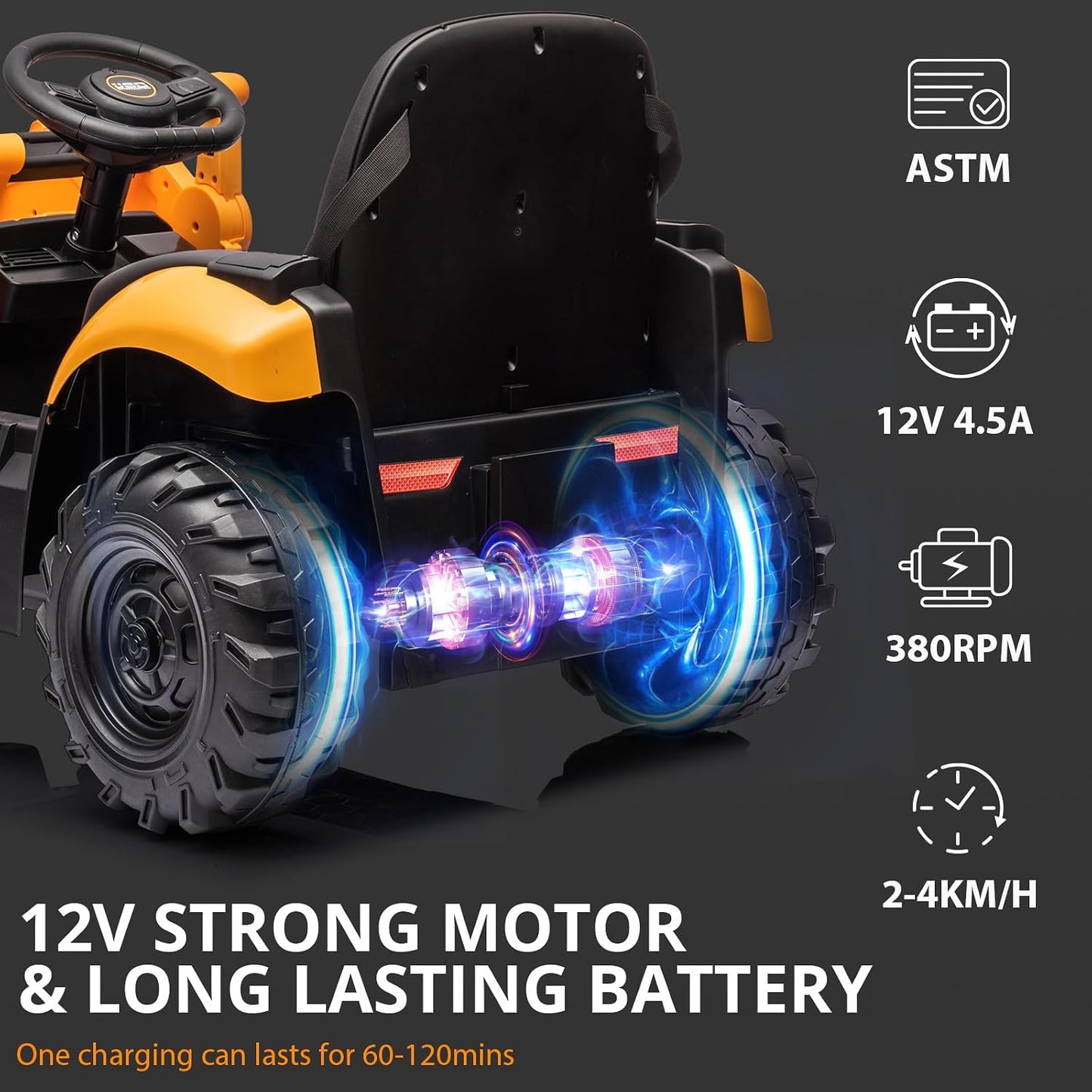 Hetoy 4-in-1 Kids Ride-On Excavator & Bulldozer | 12V, Remote Control, EVA Tires