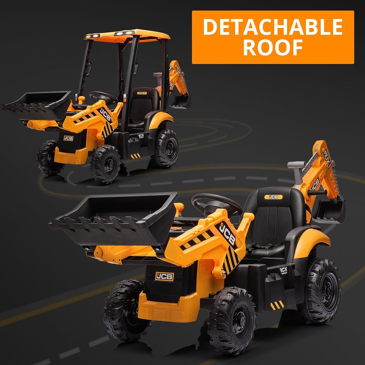 Hetoy 4-in-1 Kids Ride-On Excavator & Bulldozer | 12V, Remote Control, EVA Tires