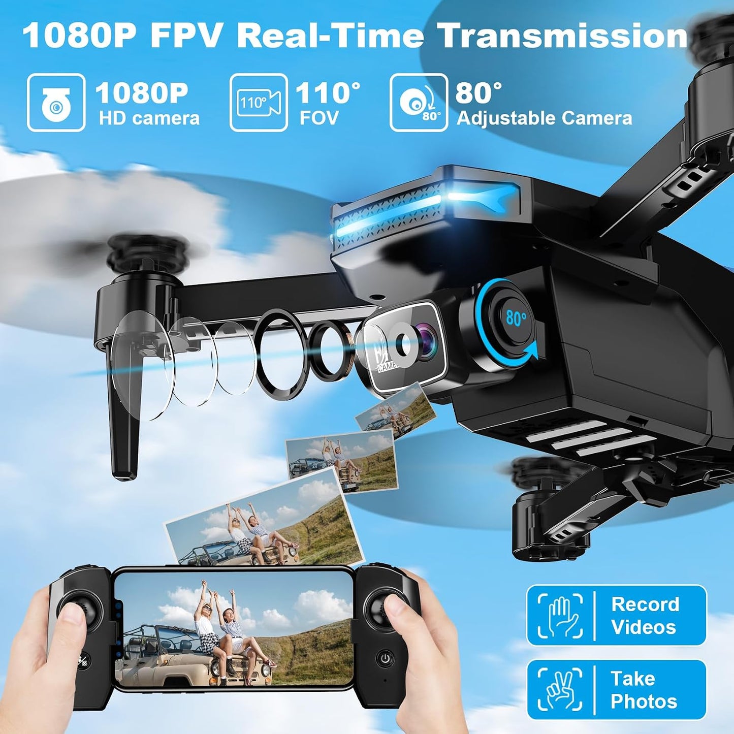 Foldable Drone with 1080P HD Camera – 25-Min Flight, Gesture Control & Beginner-Friendly