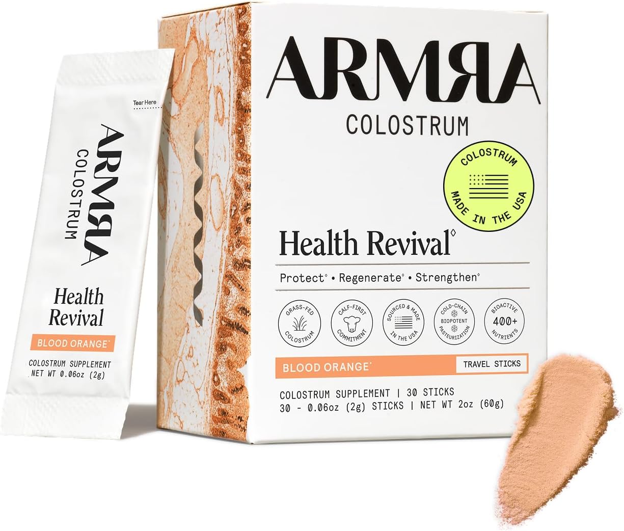 ARMRA Colostrum Powder | Premium Bovine Colostrum Supplement | 30 Servings