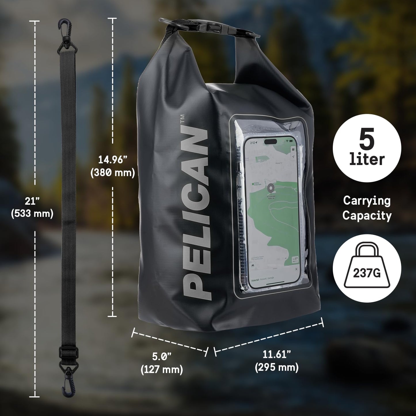 Pelican Marine IP68 Waterproof Dry Bag | Phone Pouch, Roll-Top Seal