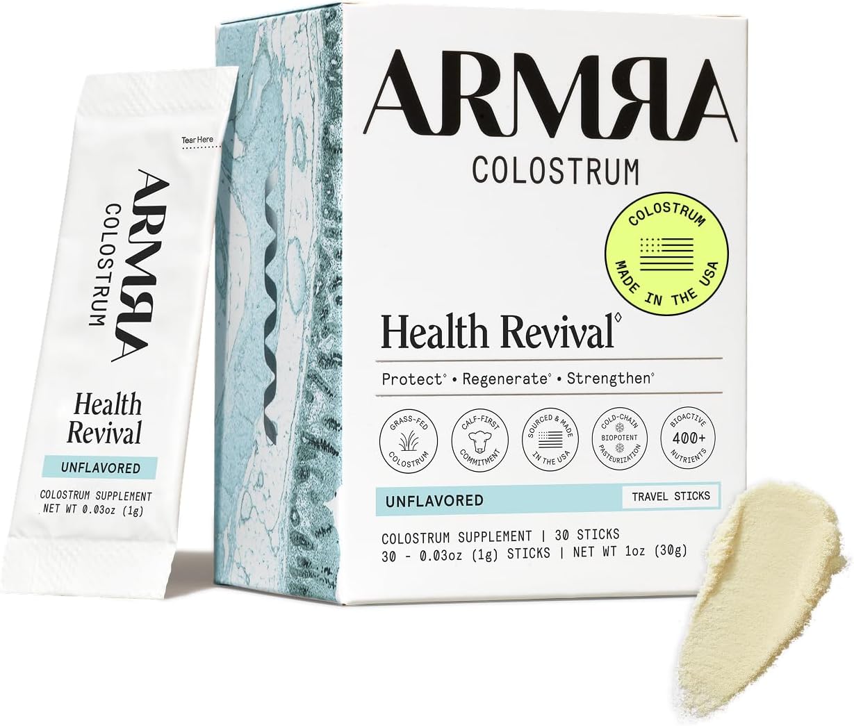 ARMRA Colostrum Powder | Premium Bovine Colostrum Supplement | 30 Servings