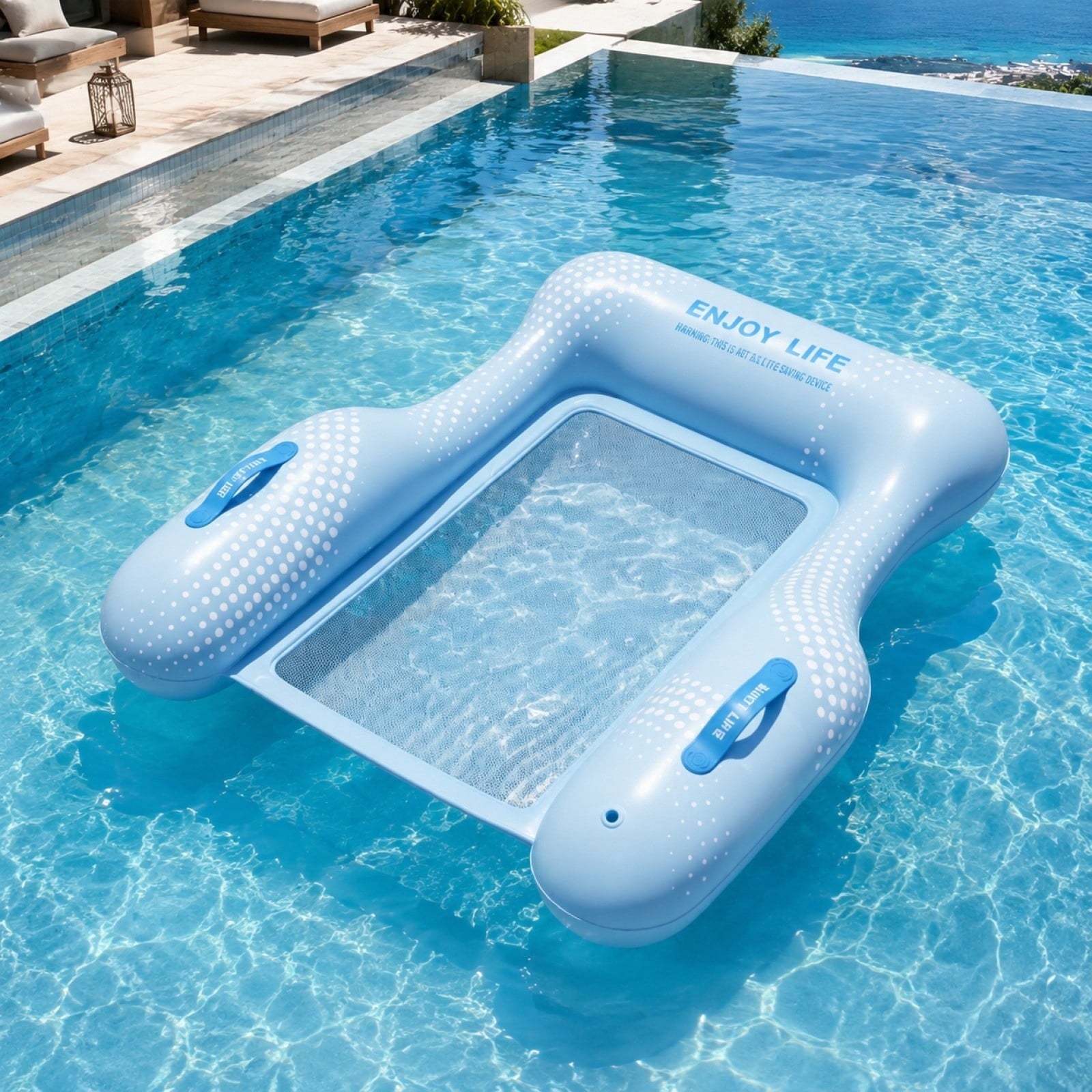 Inflatable Pool Floating Sofa With Headrest, Large Water Lounger For Adults Teens/Youth, Summer Beach Pool Party
