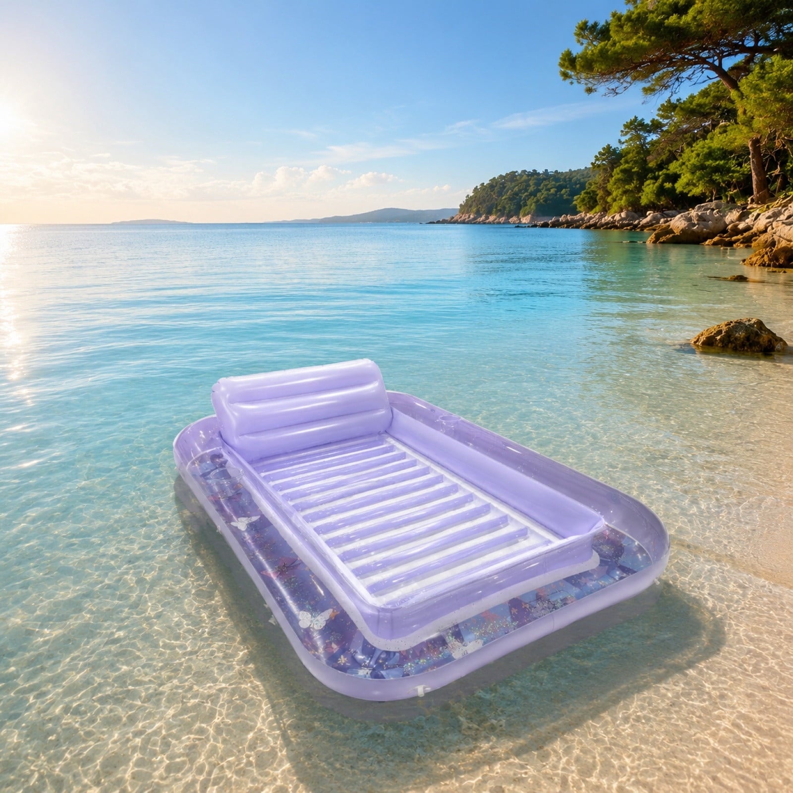 Inflatable Pool Floating Sofa With Headrest, Large Water Lounger For Adults Teens/Youth, Summer Beach Pool Party