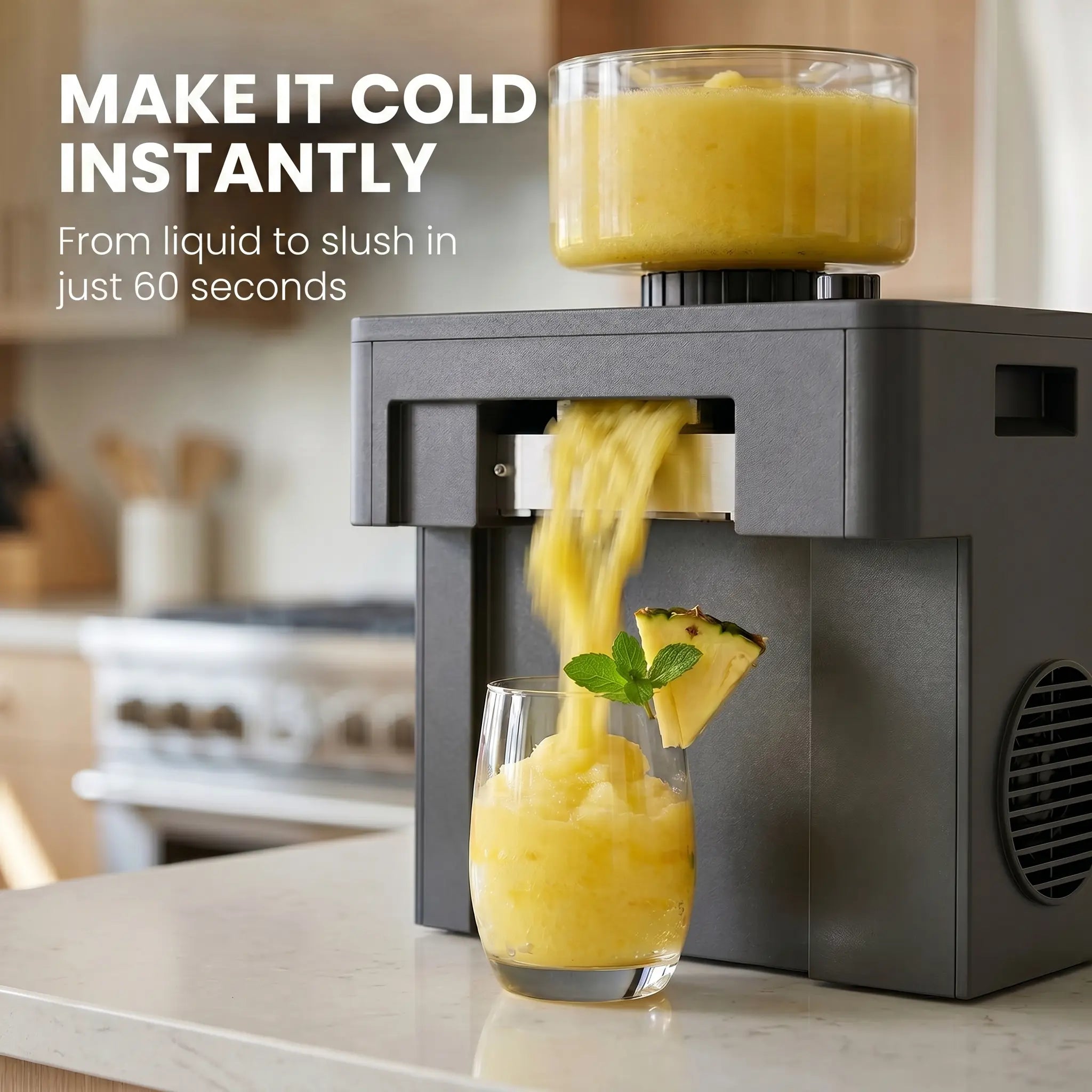 Slushie Machine, 60s Fast Slushie & Snow Cone Maker for Home, No Pre-Freezing, 15 Textures, All-Drink Compatible, 50dB Quiet, One-Touch Self-Cleaning, Compact for Parties & RVs