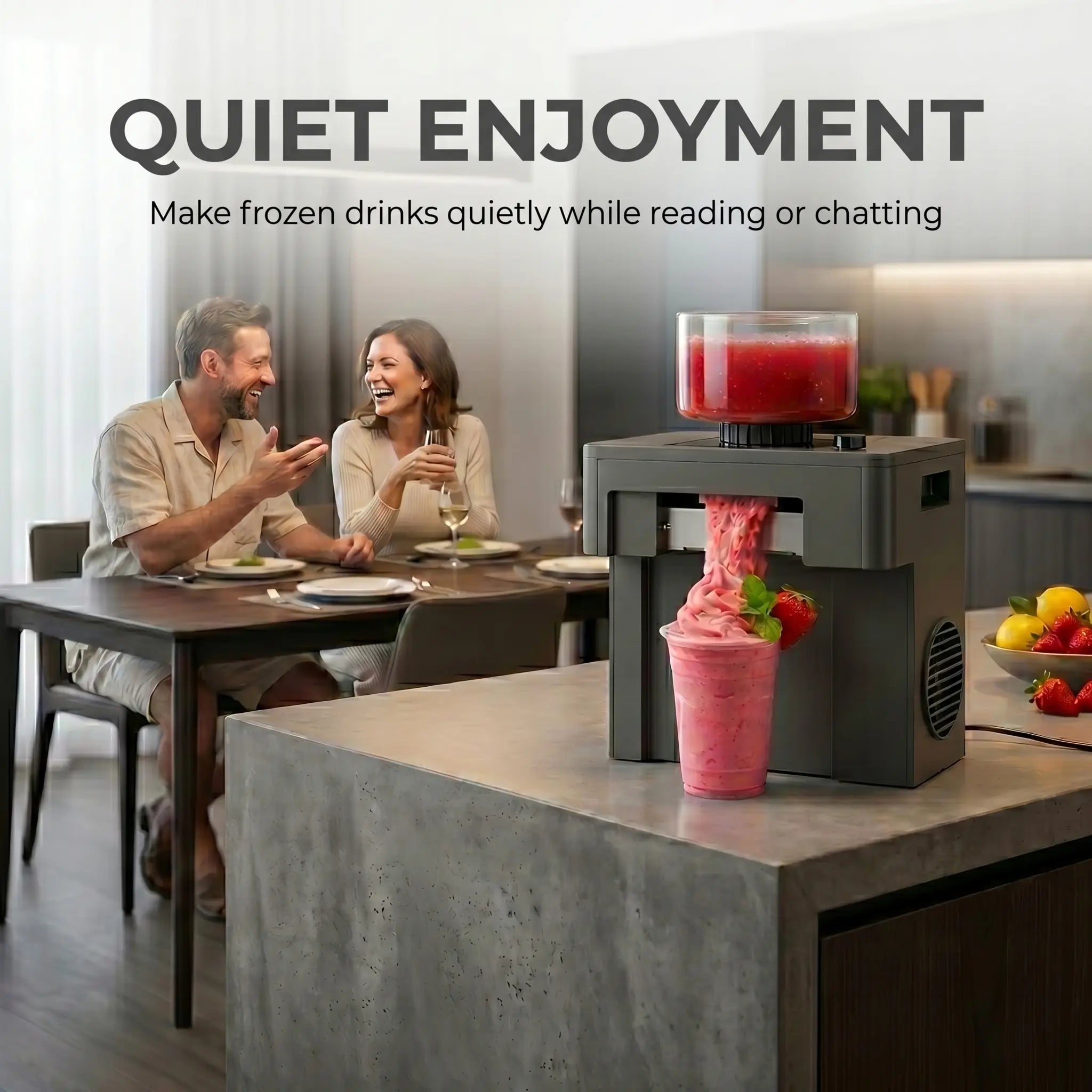 Slushie Machine, 60s Fast Slushie & Snow Cone Maker for Home, No Pre-Freezing, 15 Textures, All-Drink Compatible, 50dB Quiet, One-Touch Self-Cleaning, Compact for Parties & RVs